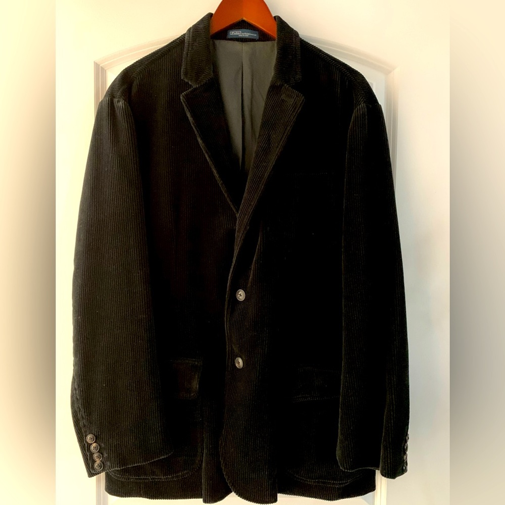 Polo Ralph Lauren 3 Button Luxurious Corduroy Black Sport Coat - 44R